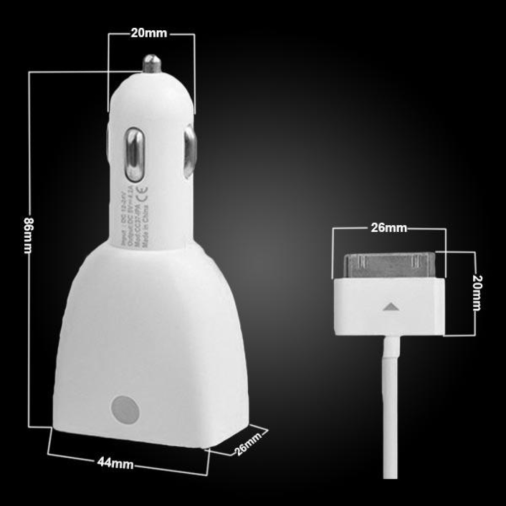 CC37-IPA3 5.0V/4600mA White Dual USB Car Charger For Mobile Phone - Image 2