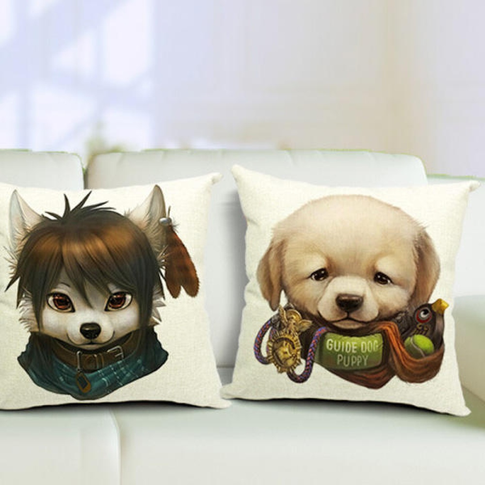 Cute Cartoon Dog Pillow Case Home Offcie Car Cushion Cover - B - Image 2