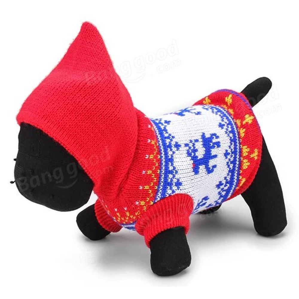 Deer Pet Dog Knitted Breathable Sweater Outwear Winter Blue Red - XS - Image 2