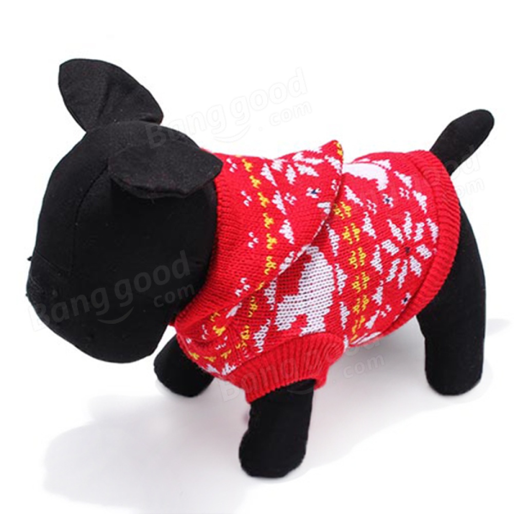 Pet Dog Knitted Breathable Warm Sweater Outwear Winter - M Red - Image 2