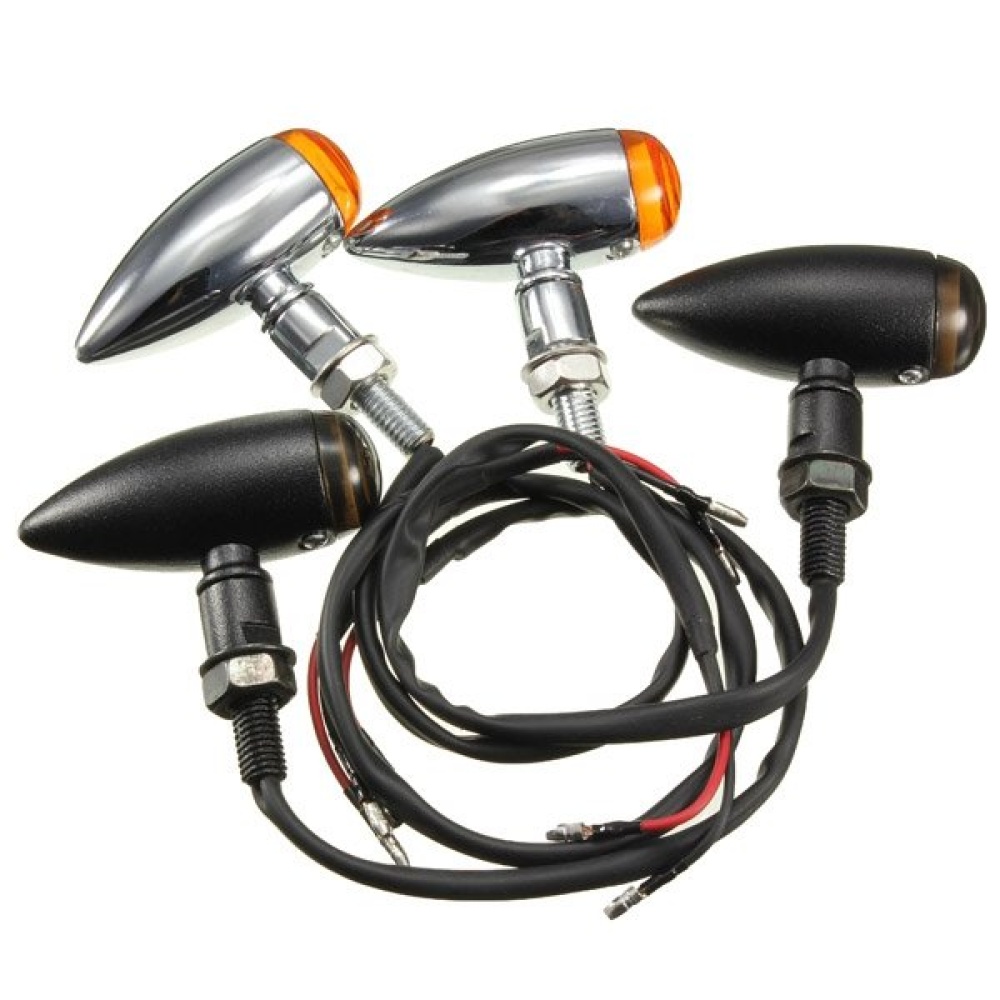 Motorcycle Bullet Turn Signal Indicator Light Lamp For Harley Chopper - Black - Image 2