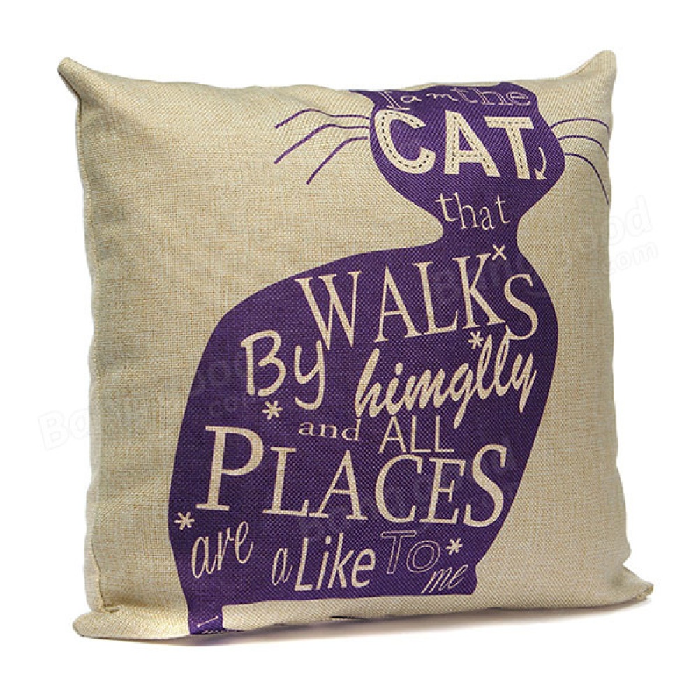 Linen Cartoom Cats Throw Pillow Case Cushion Cover Home Decor - Image 2