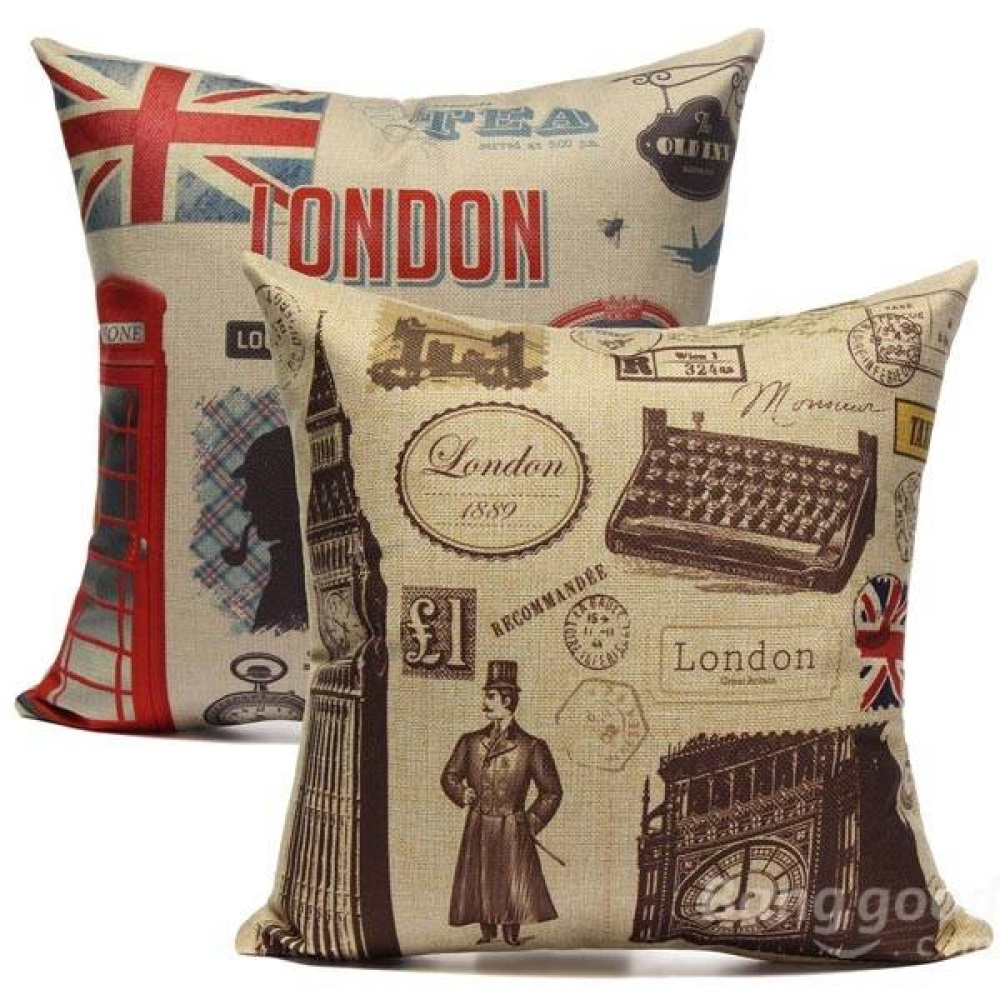 Retro British Style Pillow Case Cotton Linen Home Decoration - Big Ben - Image 2