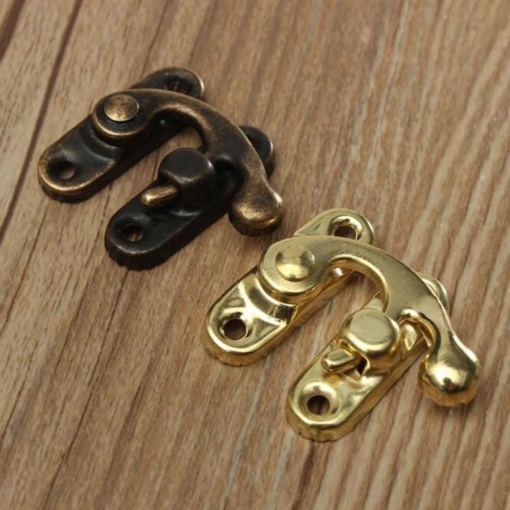 12pcs Antique Decorative Jewelry Gift Wooden Box Hasp Latch Lock With Screw - Golden - Image 2