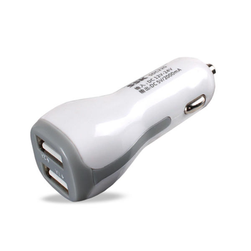 SDC220 Dual USB Universal Car Charger For Mobile Phone iPAD - White - Image 2