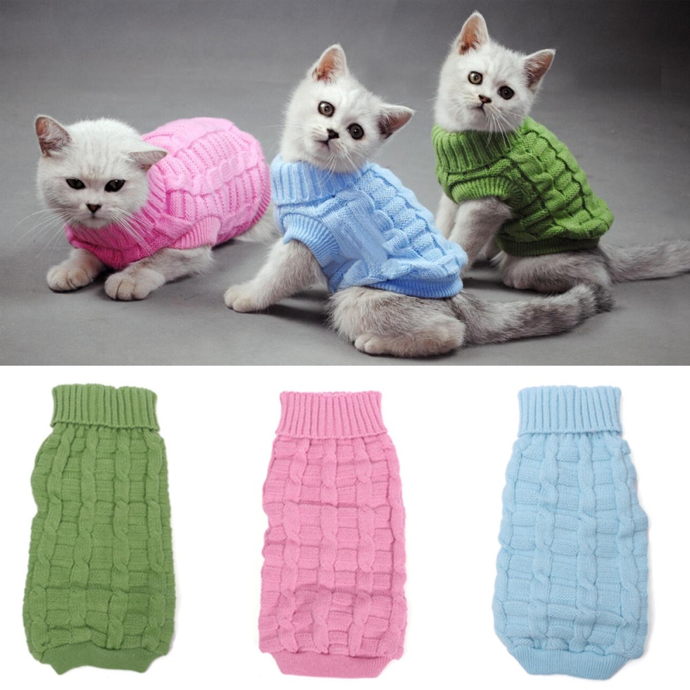 Solid Color Pet Dog Cat Knitted Breathable Warm Sweater Winter Outwear - L Pink - Image 2