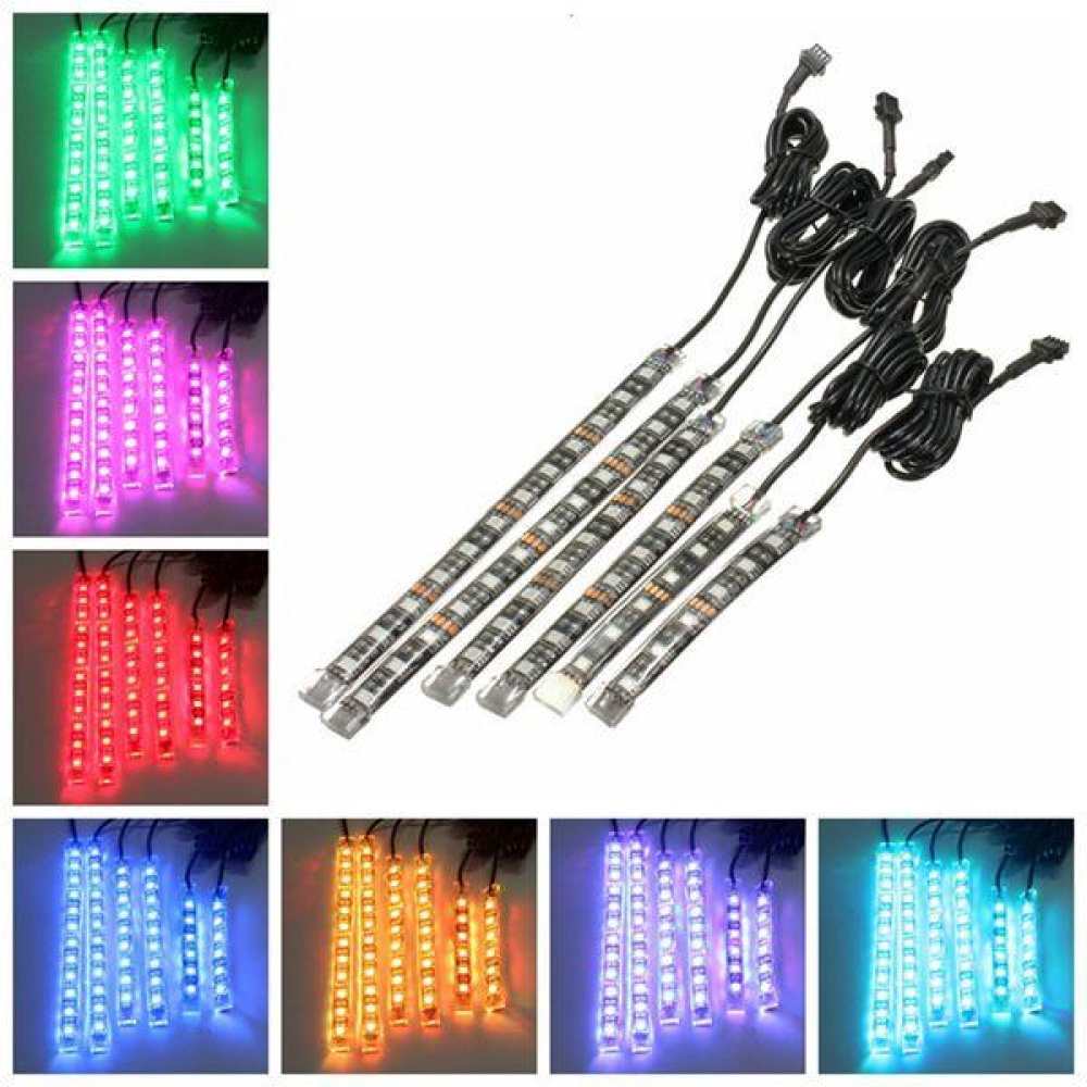 6pcs RGB LED Flexible Neon Strips Light For Motorcycle Auto ATV &Remote Controller - Image 2