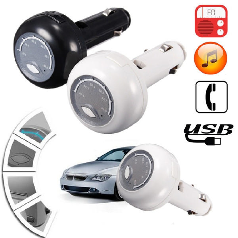 Handfree Car MP3 Player FM Transmitter Charger For IPhone 6 5 Samsung - White