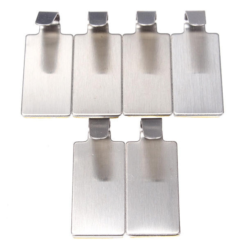 6Pcs Stainless Steel Adhesive Clothes Hanger Hook Wall Door Hook Bathroom Towel Holder - Image 2