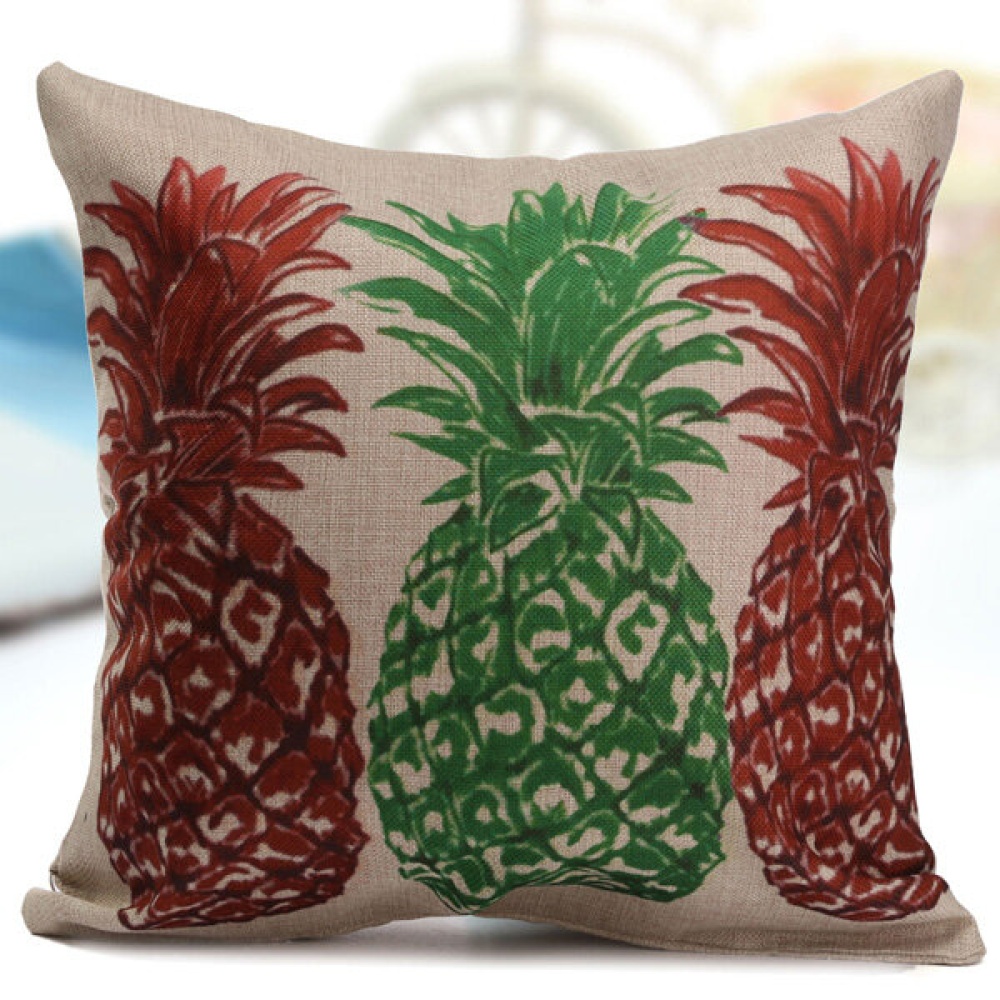 Linen Vintage Pineapple Ocean View Pillow Case Home Sofa Car Cushion Cover - G - Image 2