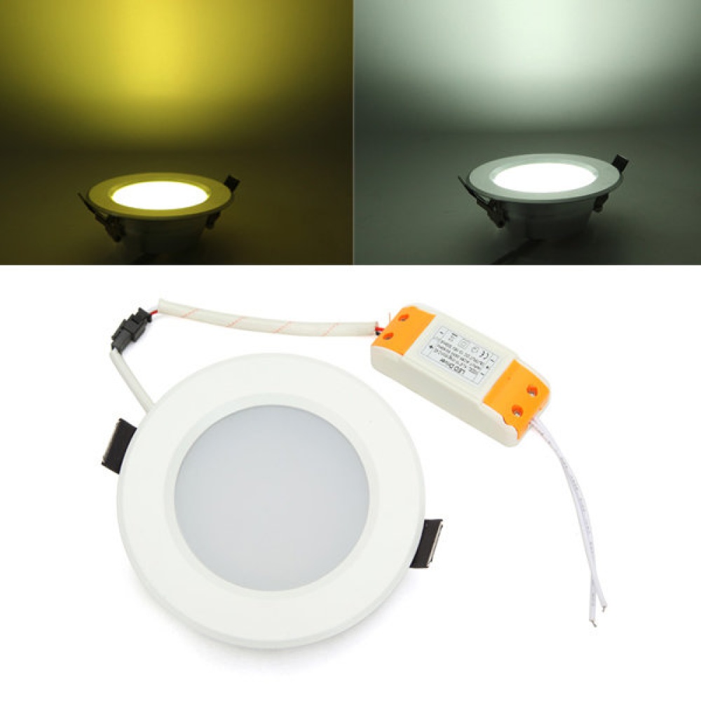 Dimmable 6W Round LED Ceiling Lamp Energy-Saving Remote Control Panel Light 85-265V