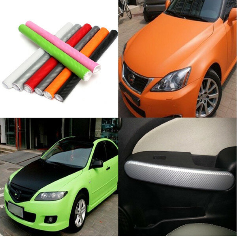 200x40cm DIY Carbon Fiber Vinyl Wrap Roll Film Sticker Car Decal Sheet - Black - Image 2