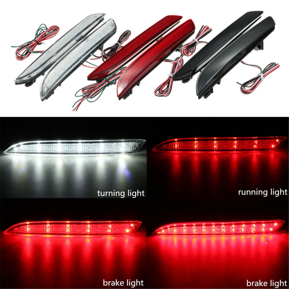 Pair 24 LEDs Rear Bumper Turn Signal Light Brake Tail Stop Running Lamp For Honda CR-Z CR-V - Clear - Image 2