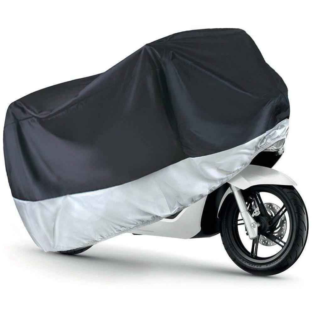 XXL Waterproof Motorcycle Cover Outdoor 210D Oxford Protection For Honda/Yamaha - Black Silver - Image 2