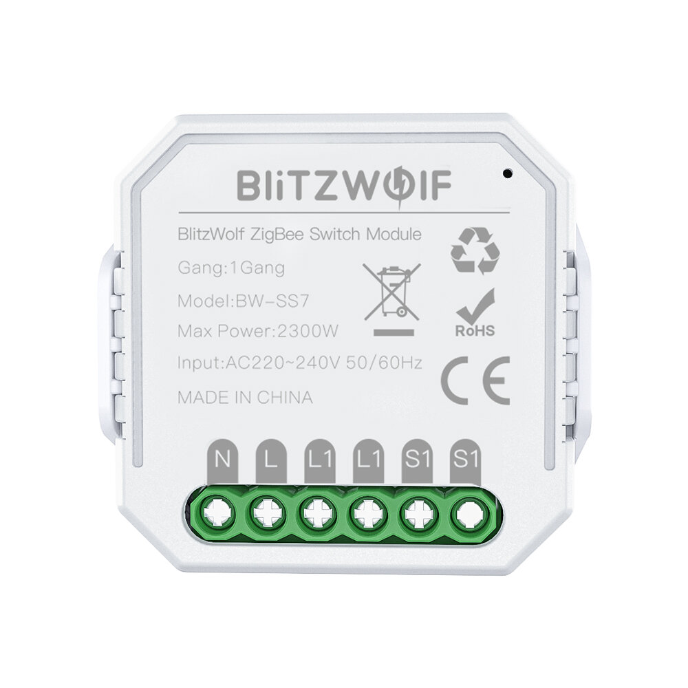BlitzWolf® BW-SS7 ZigBee3.0 2300W Smart Light Switch Module 1 Gang / 2 Gang Wireless App Remote Control Voice Control Time Schedule Works with Amazon