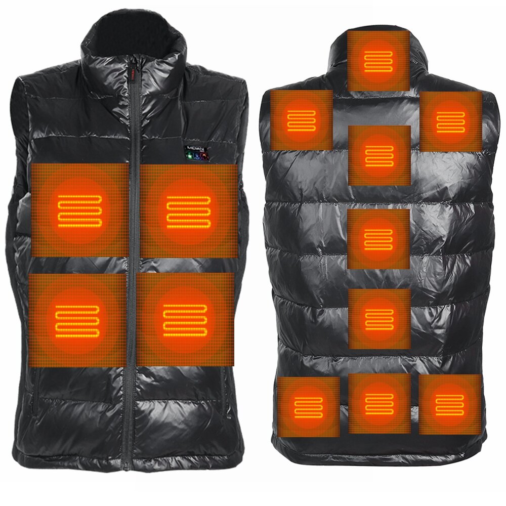 MIDIAN 13 Heating Zones Down Jacket Vest Warm Winter Men Women Electric USB Jacket Heated Thermal Coat - L