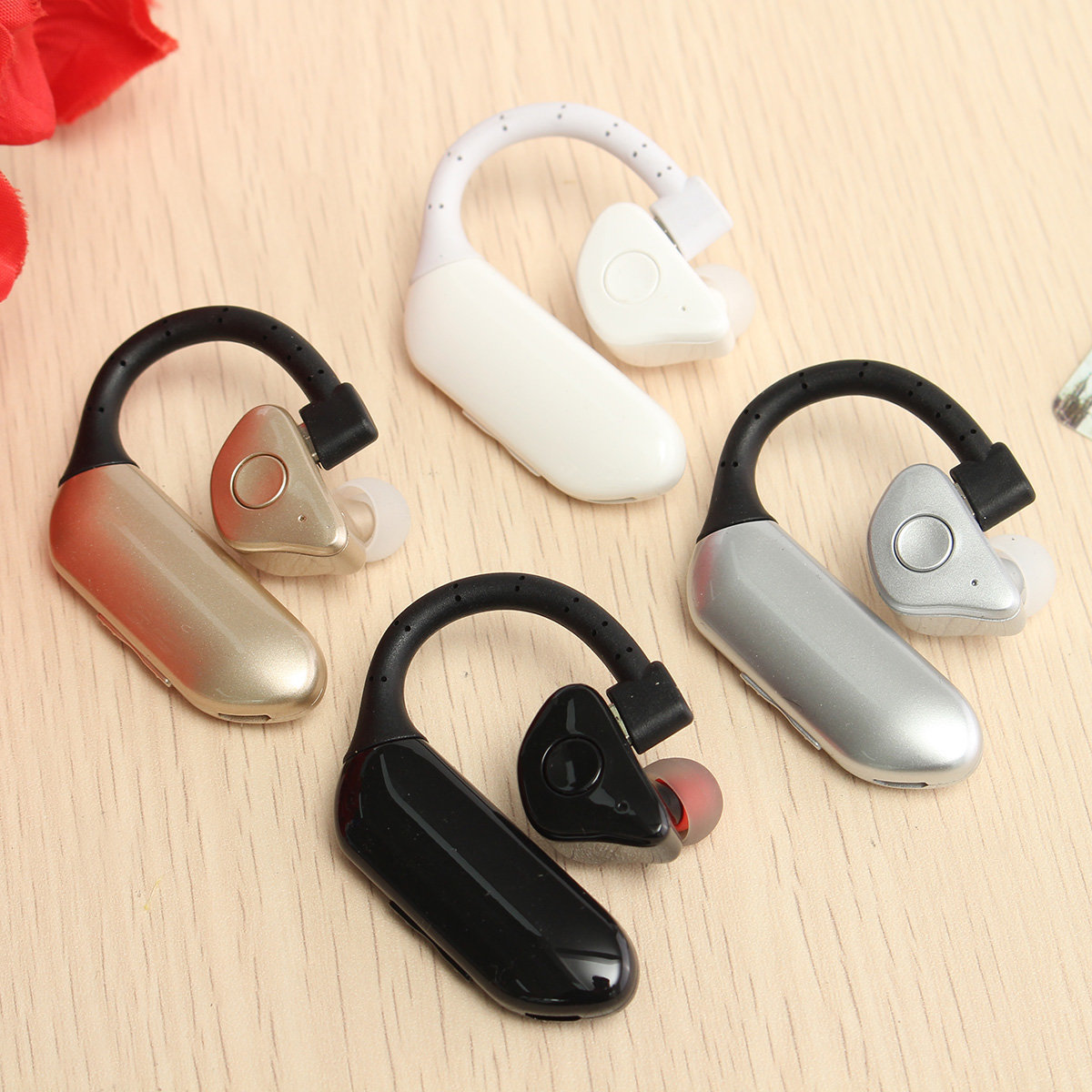 Business Single Ear Hanging Wireless bluetooth Earphone Headphone - Gold - Image 2