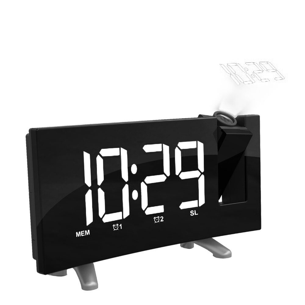 Sensitive LED Digital Projection Clock FM Radio Dual Alarm Clock With USB Charging Desktop Electronic LED Clock - Blue - Image 2