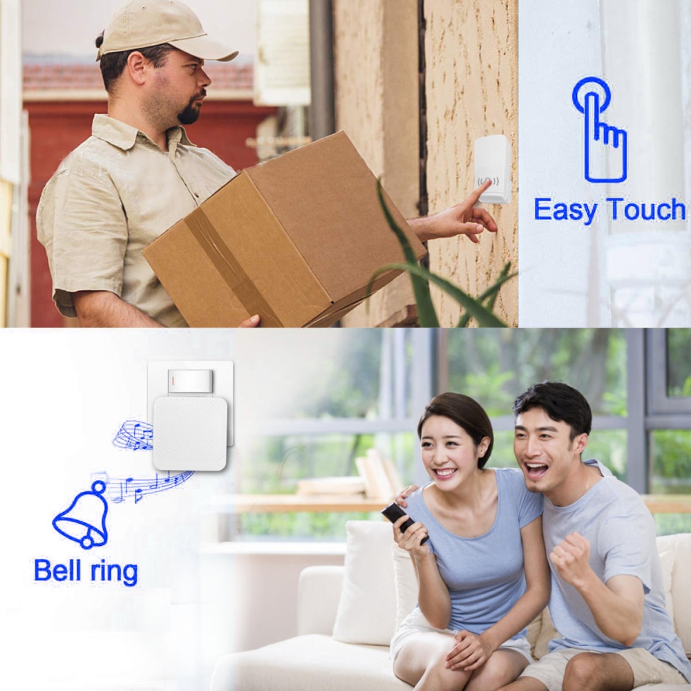 Wireless Doorbell 52 Song Chime 5 Volume Level Door Bell 1/2 Receiver Button - .A - Image 2