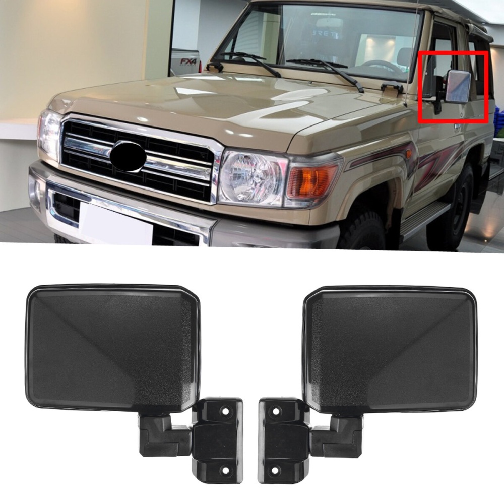 Black Car Door Mirror Heads Rear For Toyota Landcruiser 70 75 78 Series 1985-2013 - Image 2