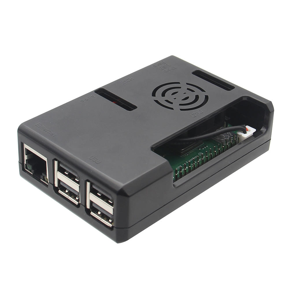 Black/Transparent ABS Case With Fan Hole For Raspberry Pi 3 Model B+ / 3B - Transparent - Image 2