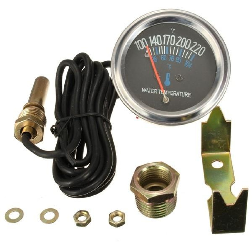 12V DC Electrical Mechanical Water Temperature Gauge Black Replacement - Image 2