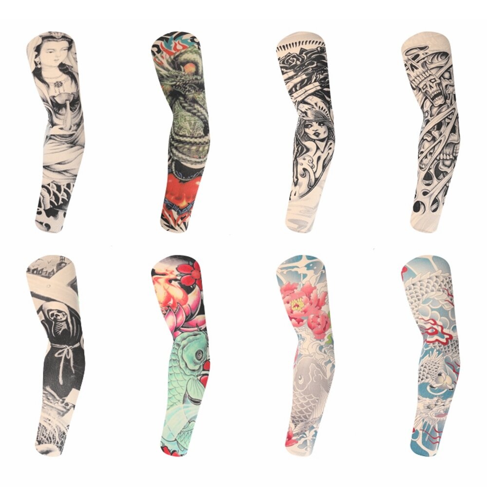 Ice Silk Sunscreen Arm Sleeves Printing Outdoor Riding Flower Arm Tattoo Arm Fishing Sleeve - #1