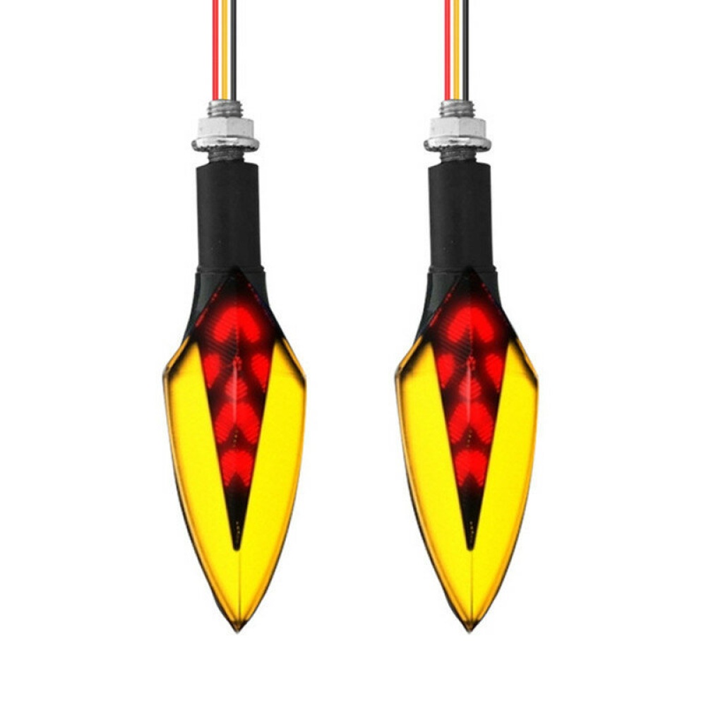 Pair 12V LED Flowing Light DRL Turn Signal Indicator Lamp Flashing Tail Lamp For Motorcycle - Red & Yellow
