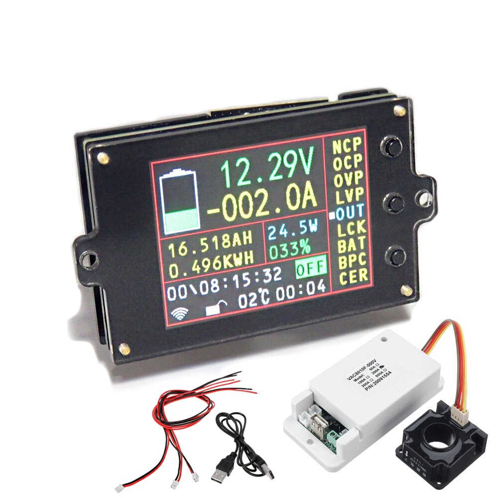 DC 500V 50A 100A 200A 300A 500A compteur de tension sans fil amperemetre solaire Batterie coulometre de charge capacite detecteur de puissance testeur - 50A