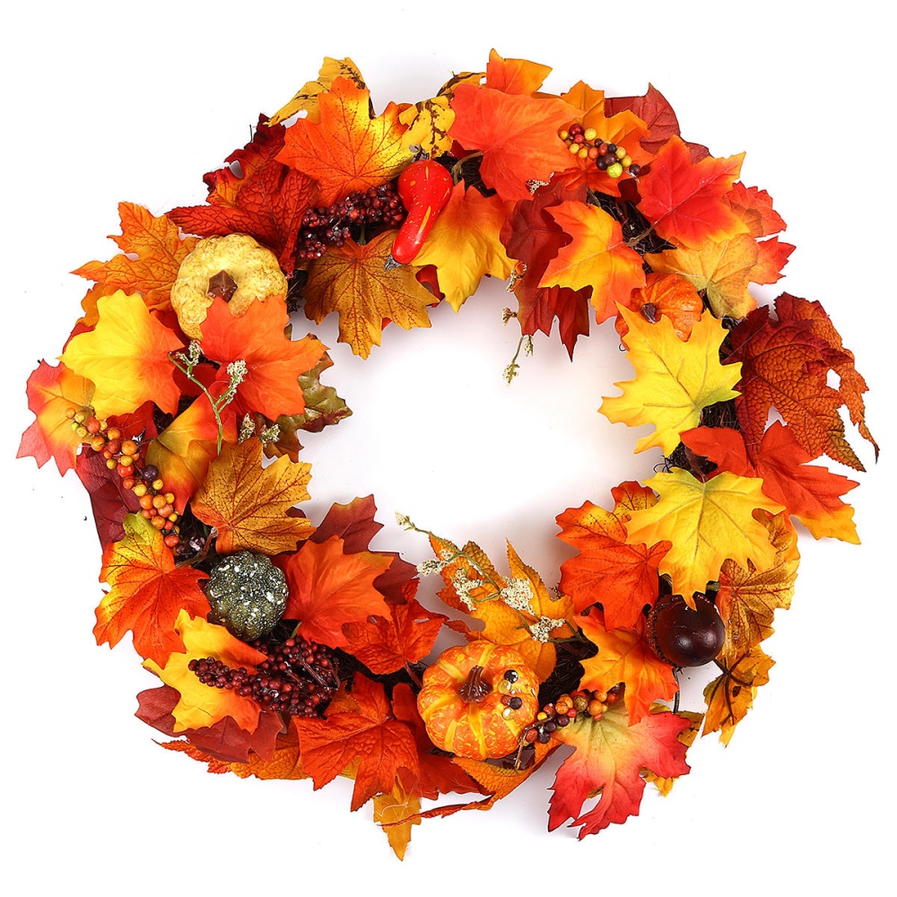 60cm  Maple Leaves Grape Berry Wreath Garland Door Hanging Crafts Decorations - Image 2