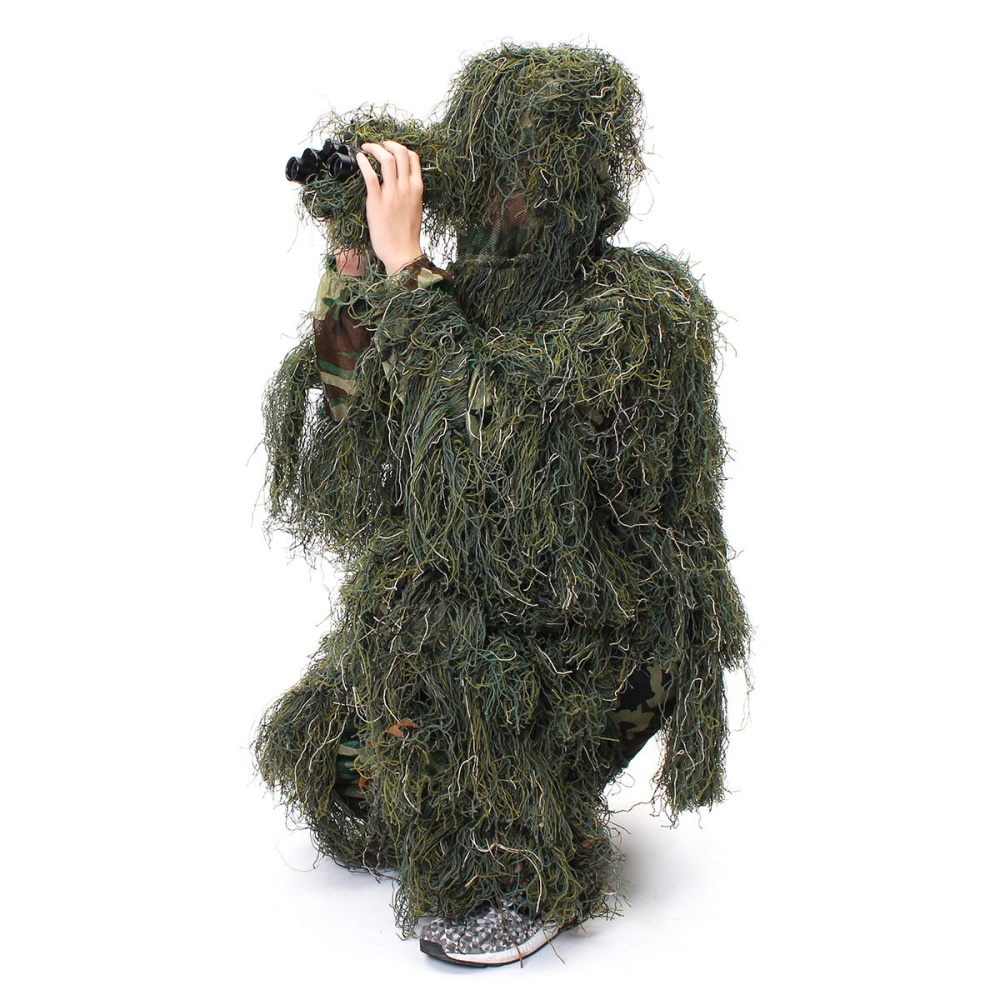 Ghillie Suit Camo 3D Woodland Camouflage Forest Hunting Hide Camping Clothing 5Pcs Bag - Image 2