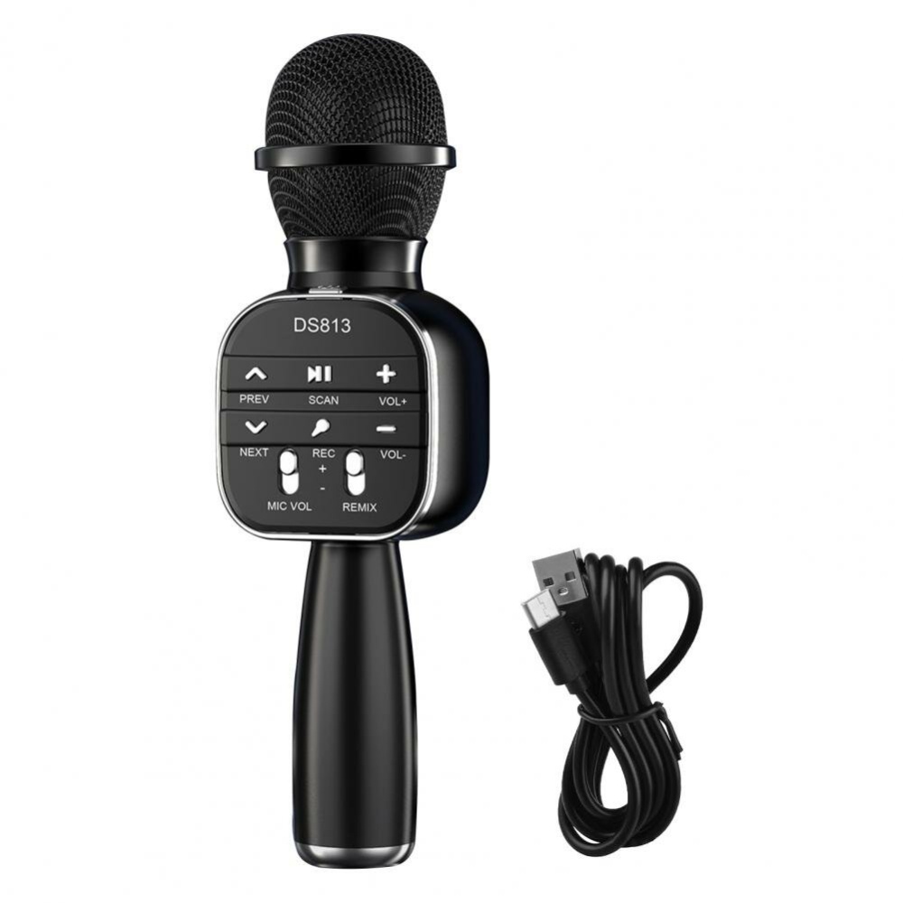 Bakeey DS813 Handheld Microphone Versatile Sound Change Metal bluetooth 5.0 Condenser Mic Music Player for Singing - Black - Image 2