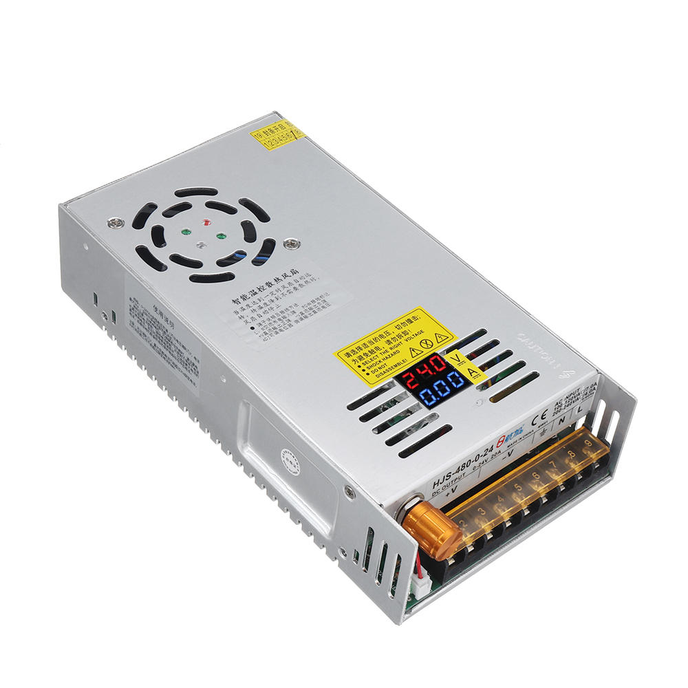 HJS Switching Power Supply SMPS Transformer AC 110/220V to DC 0-12/24/36/48V 480W with Dual LCD Digital Display - DC 0V-36V