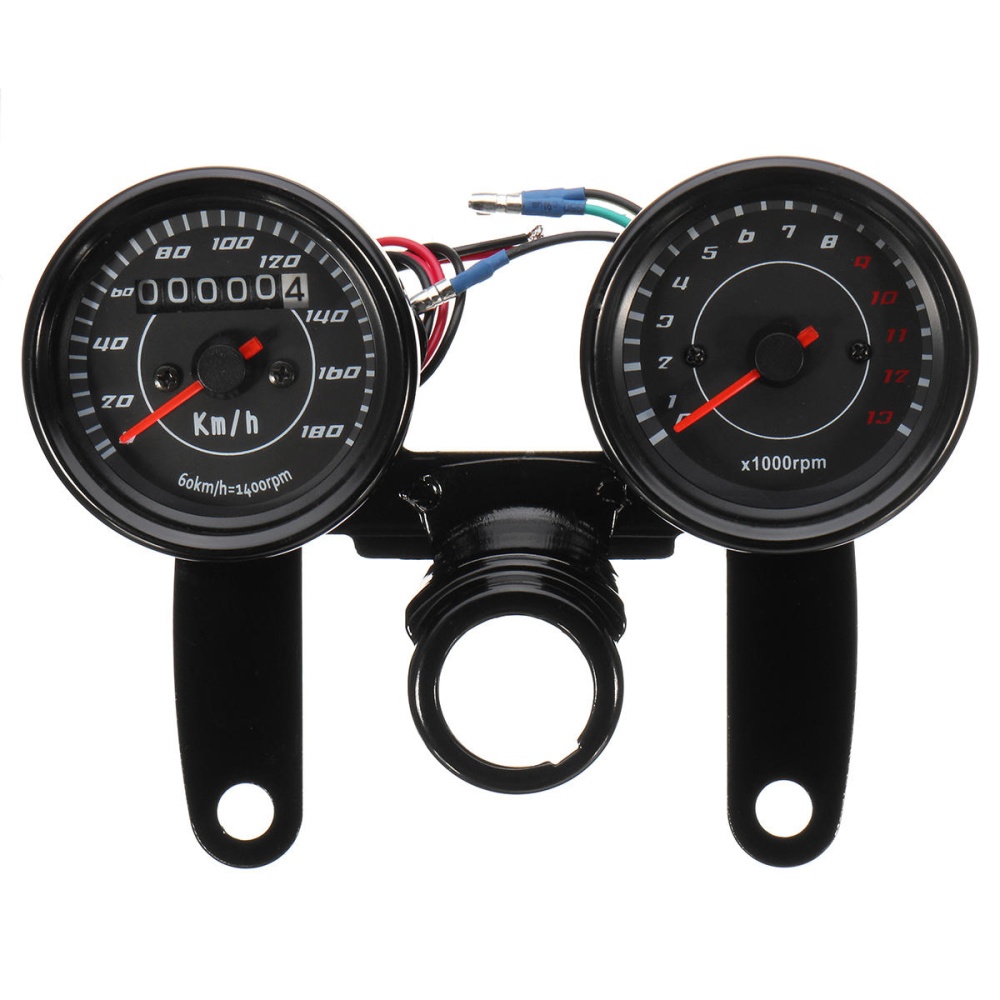 Universal LED Motorcycle Black Tachometer+Odometer Speedometer Gauge w/ Bracket - Image 2