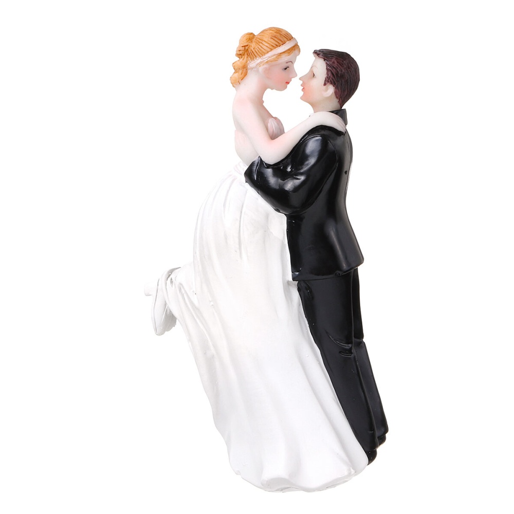 Romantic Funny Wedding Cake Topper Figure Bride Groom Couple Bridal Decorations - white - Image 2