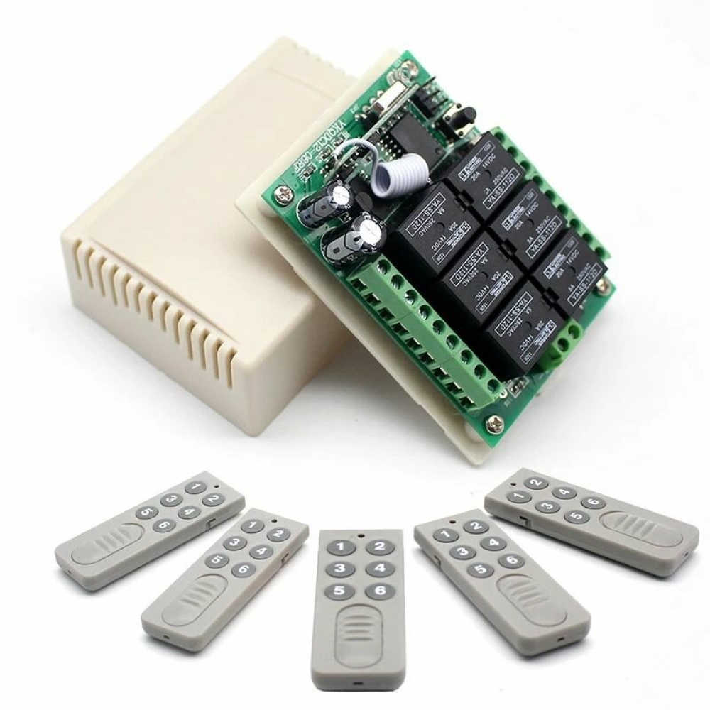 KTNNKG DC 12V 6CH Universal Remote Relay Module Wireless Light Switch Receiver Control 433MHz with 6 Button RF Transmitter - #1