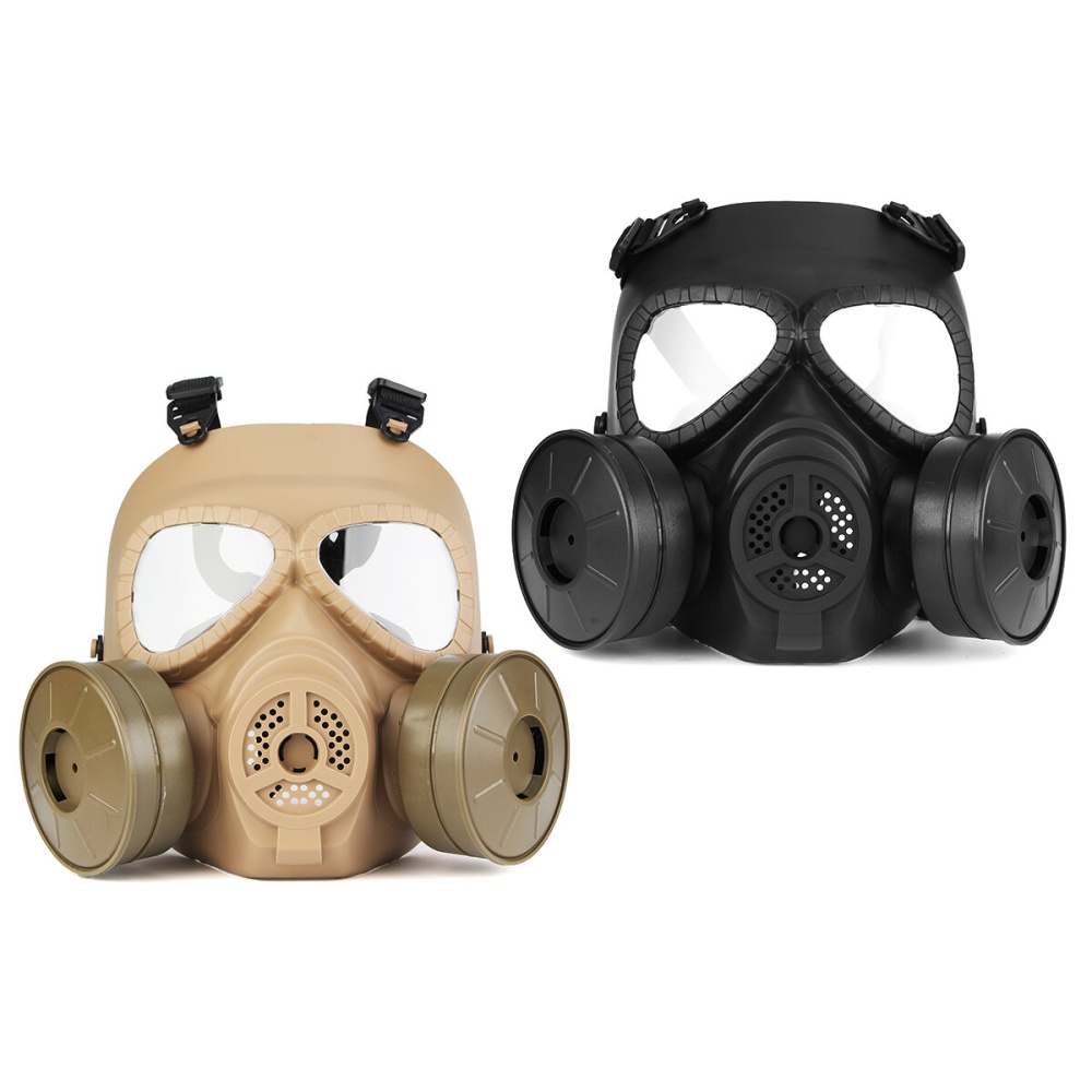 Breathable Gas Mask Double Filter Fan CS Edition Perspiration Dust Face Guard - Black - Image 2