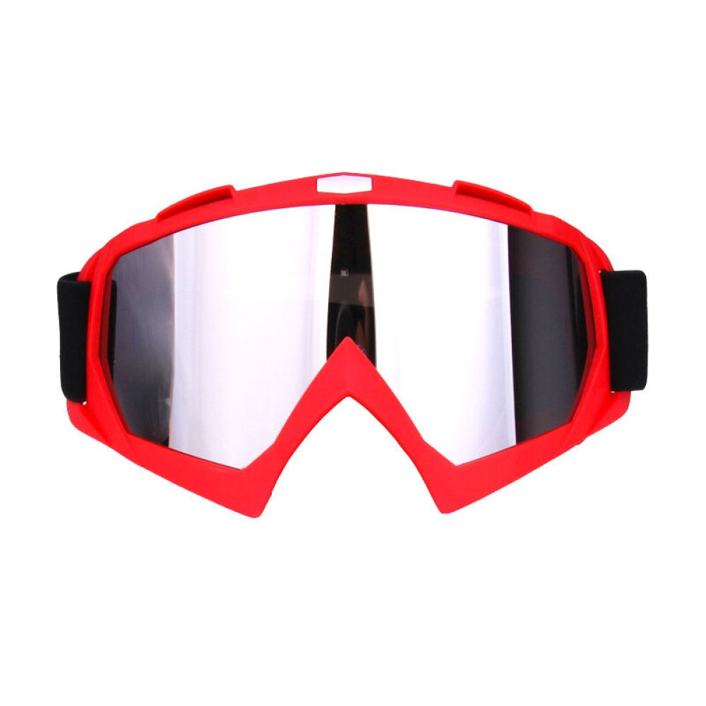 Skiing Goggles Snowboard Ski Eyewear Anti-UV Glasses For Motorcycle Motocross Sliver Lens - Red
