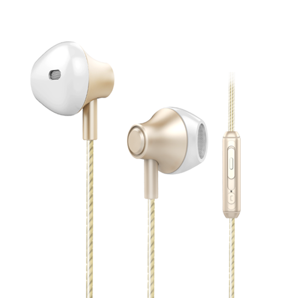 KIVEE MT06 3.5mm Wired Control In-Ear Headphones HiFi Sound Earphone with Mic for iphone PC Computer - White Gold - Image 2