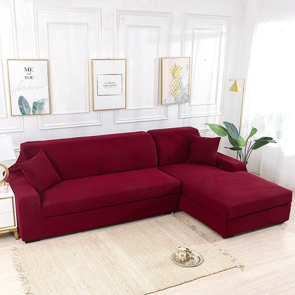 Red Stretch Elastic Sofa Cover Solid Non Slip Soft Slipcover Washable Couch Furniture Protector for Living Room - 1 - Image 2