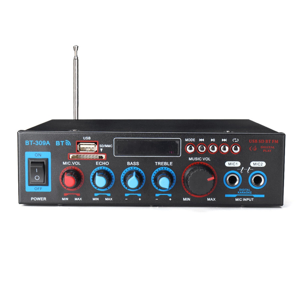 800W 12V/220V Hifi bluetooth Amplifier Digital Stereo Audio Tuner USB SD FM AUX Mic - Image 2