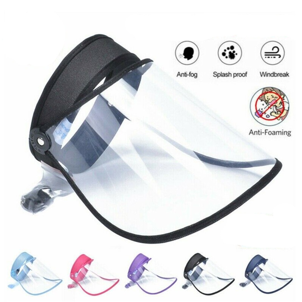 Full Face Hat Helmet Shield Safety Protective Clear Flip Up Visor Oil Fume Guard - Navy - Image 2