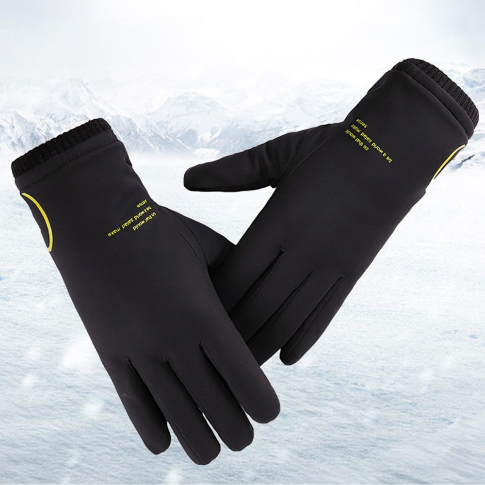 Mens Windproof Winter Driving Gloves Touch Screen Outdoor Skiing Warm Thermal - Gray - Image 2