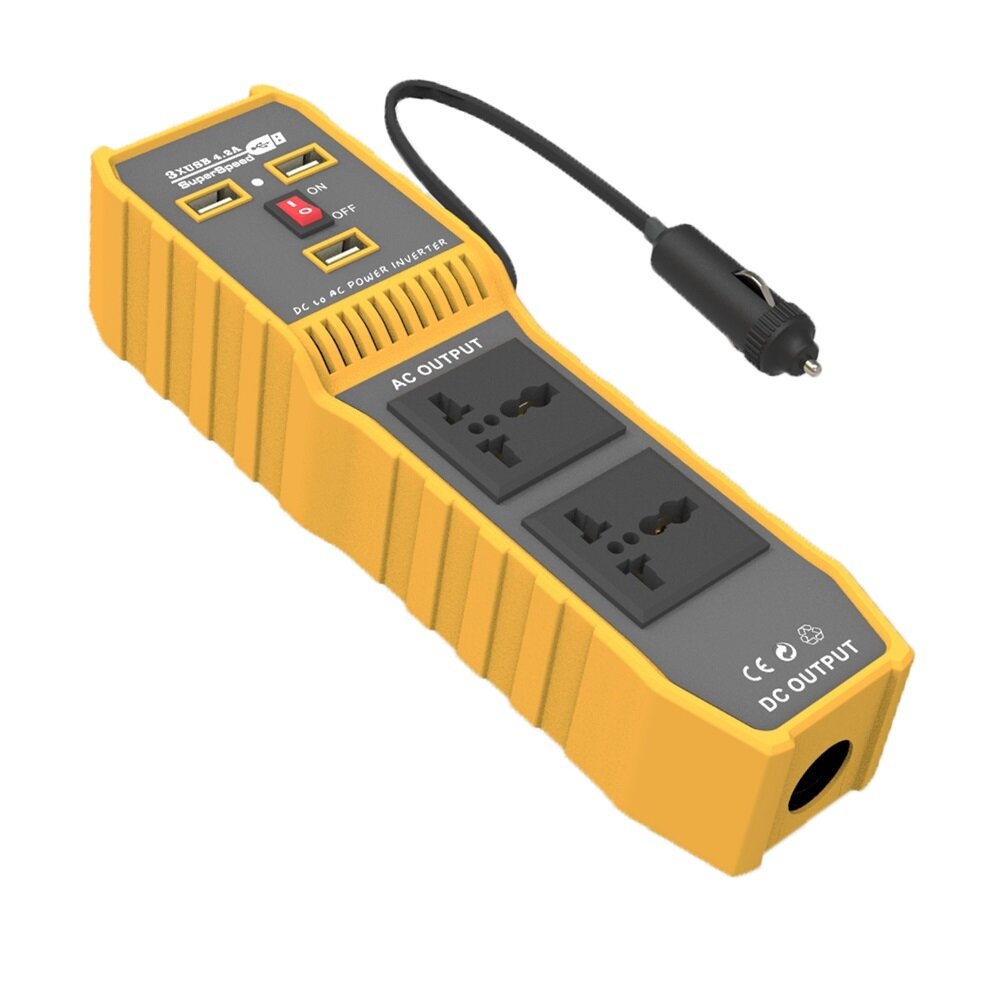 800W Peak Car Power Inverter DC 12V to AC 110V 220V Modified Sine Wave Converter with 2 AC Sockets & One Cigars Lighter Port & 3 USB Ports - 12V-110V - Image 2