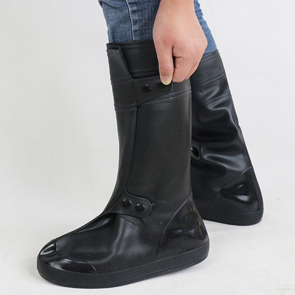 Motorcycle Waterproof Rain Shoe Covers One Piece Style Thicker Scootor Non-slip Boots Covers - XL Black - Image 2