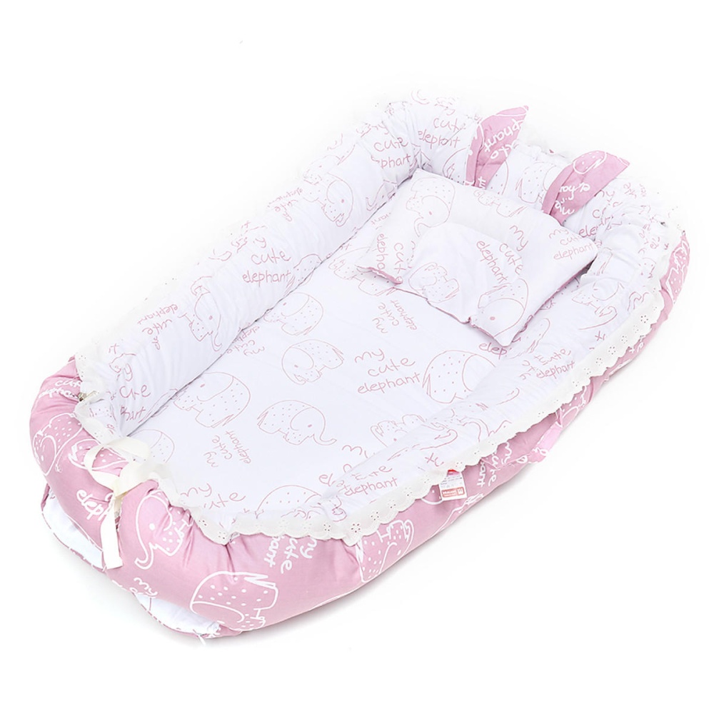 Portable Folding Bed Baby Pillow Sleep Cushion Cot Crib Newborn Nest Bed Mattress Breathable - Gray - Image 2