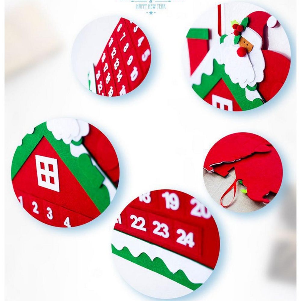 Tree Advent Calendar Felt Fabric Holiday Countdown  Display Decor -  Tree - Image 2