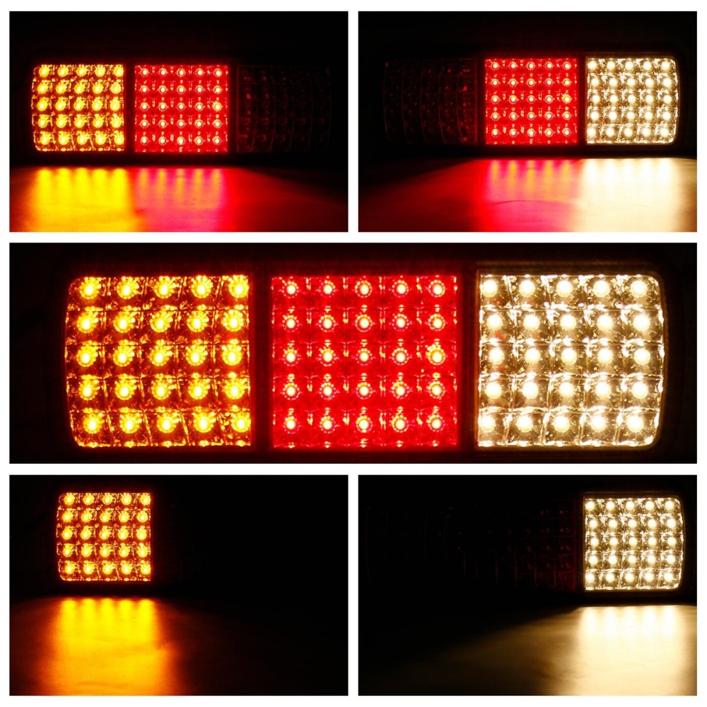 12V 75 LED Rear Tail Lights Brake Reverse Lamp Red+Yellow+White Waterproof For Truck Ute Boat Trailer - Image 2