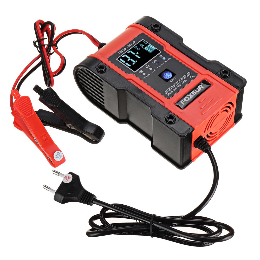 FOXSUR 3 IN 1 12V 24V Touch Screen LCD Pulse Repair Battery Charger Motorcycle Car Automatic Intelligent For Lithium Battery Lead-Acid Agm Gel Wet Li - Image 2