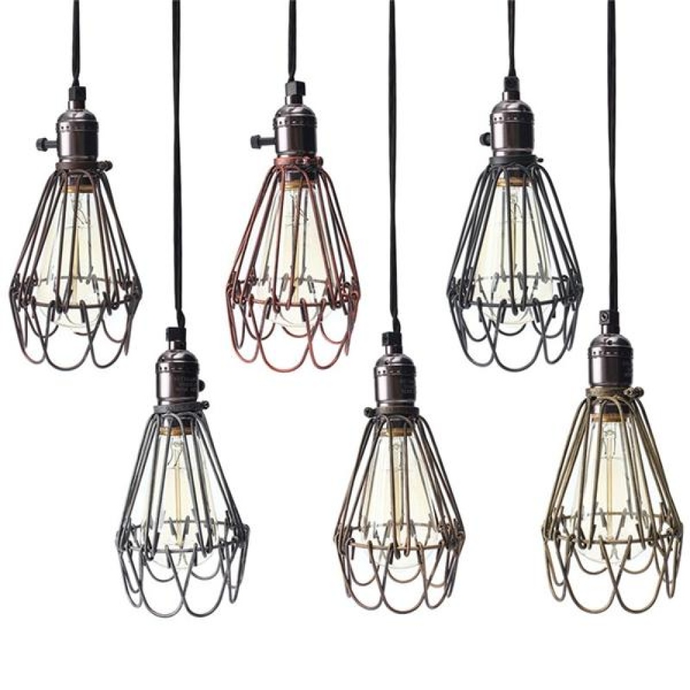 Vintage Pendant Trouble Light Bulb Guard Cage Ceiling Hanging Lampshade Fixture For Indoor Lighting - Black - Image 2